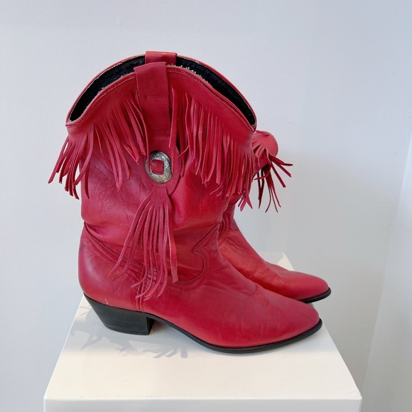 Vintage Shoes - Vintage 80’s Acme fringe leather cowboy boots 37
